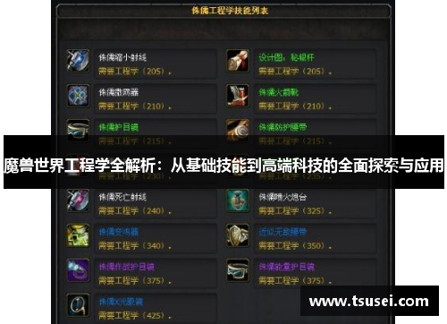 魔兽世界工程学全解析：从基础技能到高端科技的全面探索与应用